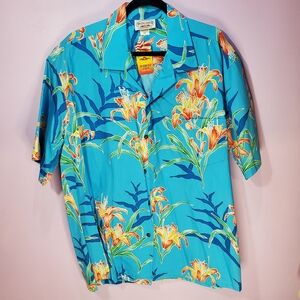 Pacific Legend Apparel Button Down Shirt Hawaiian Blue Floral Mens Size 2XL